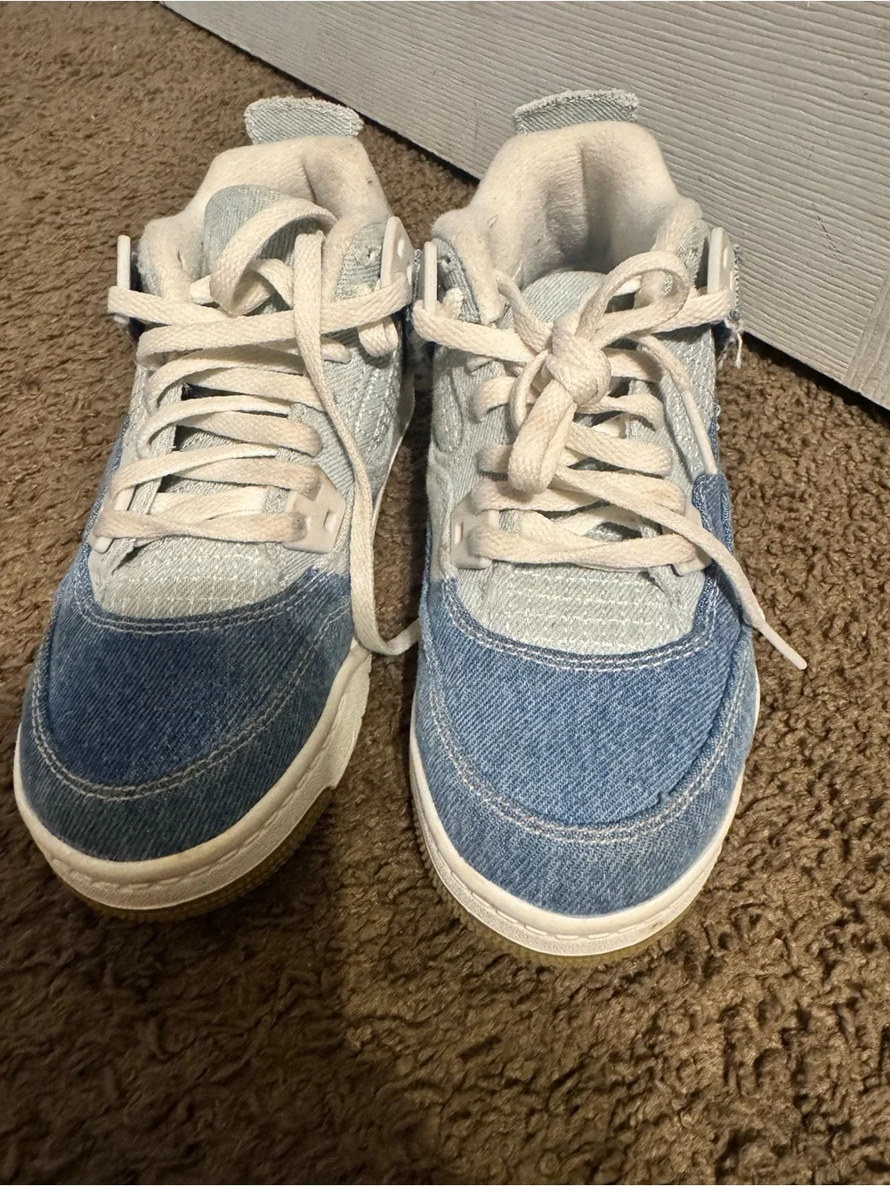 Jordan Kids Denim Sneakers in Light Blue and White